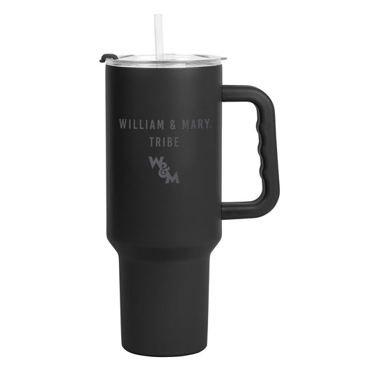 Willam and Mary 40oz Black Tonal Powder Coat Tumbler - Logo Brands - Flyclothing LLC