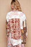 POL Crochet Plaid Patchwork Button Up Shirt - Trendsi