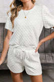 Checkered Texture Top and Shorts Set - Trendsi