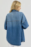 RISEN Full Size Snap Down Long Sleeve Denim Shacket - Trendsi