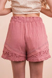VERY J Lace Contrast Detail Woven Shorts - Trendsi
