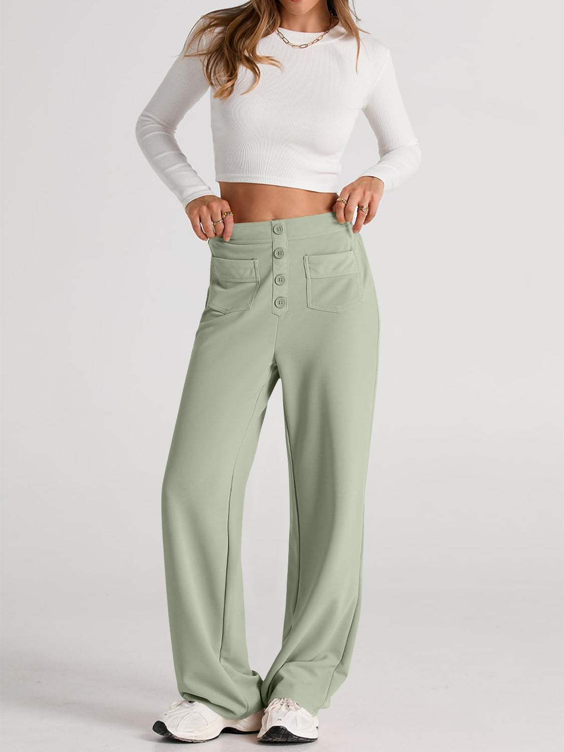 High Waist Wide Leg Pants - Trendsi - Flyclothing LLC