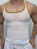 Men's Contrast Trim Wide Strap Tank - Trendsi