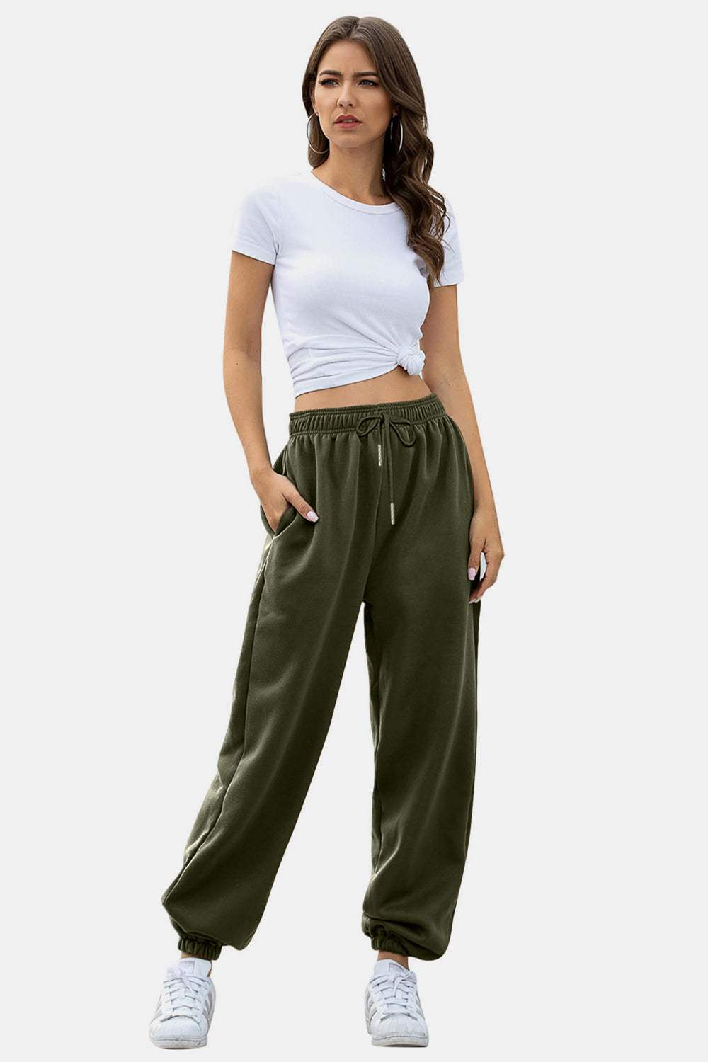 Elastic Waist Joggers with Pockets - Trendsi - Flyclothing LLC