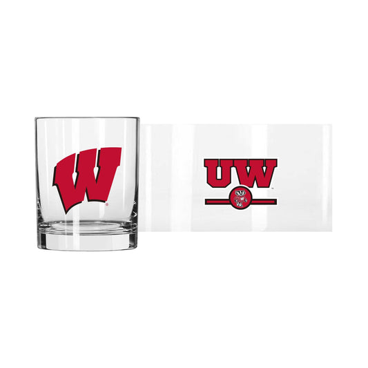 Wisconsin 14oz Letterman Rocks Glass - Logo Brands - Flyclothing LLC