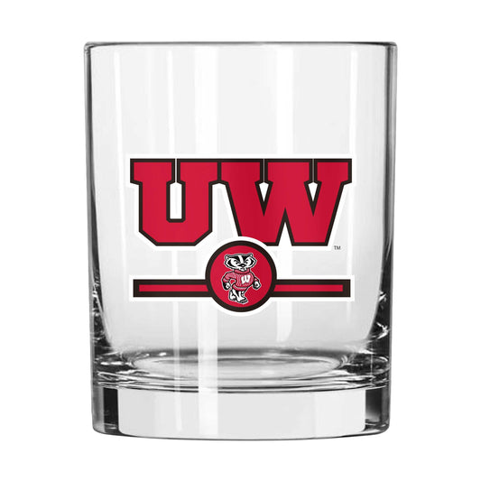 Wisconsin 14oz Letterman Rocks Glass - Logo Brands - Flyclothing LLC