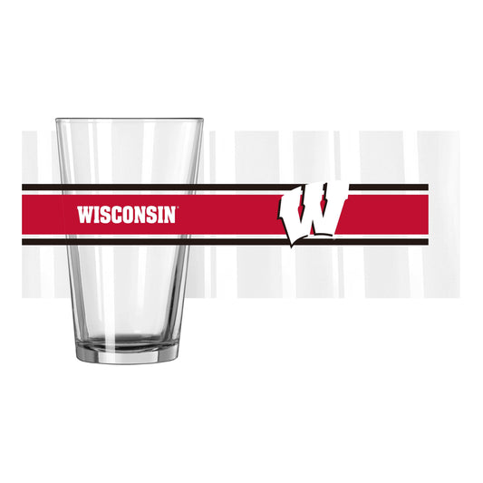 Wisconsin 16oz Stripe Pint Glass - Logo Brands - Flyclothing LLC