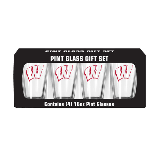 Wisconsin 16oz Gameday Pint Glass 4 Pack - Logo Brands - Flyclothing LLC