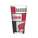 Wisconsin 16oz Quilted Stained Pint Glass - Logo Brands - Flyclothing LLC