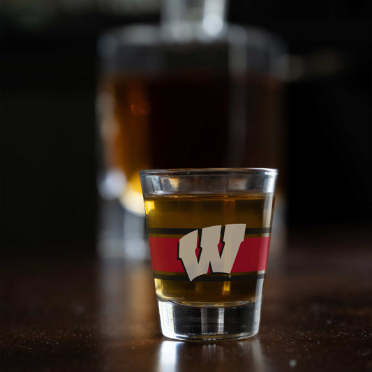 Wisconsin 2oz Stripe Shot Glass - Logo Brands - Flyclothing LLC
