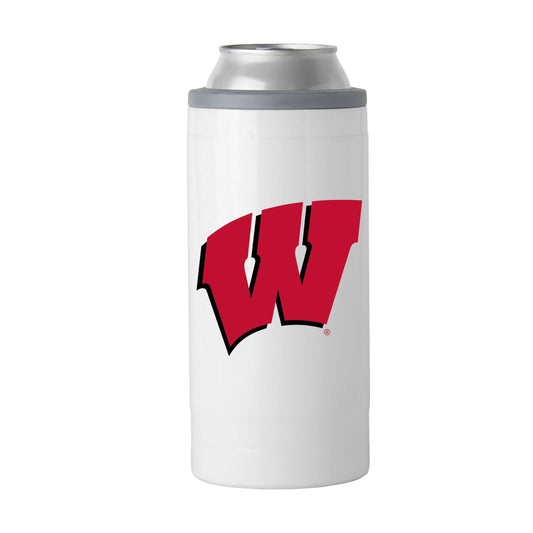 Wisconsin Letterman 12 oz Slim Can Coolie - Logo Brands - Flyclothing LLC