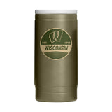 Wisconsin Badge Powder Coat Slim Can Coolie - Logo Brands - Flyclothing LLC