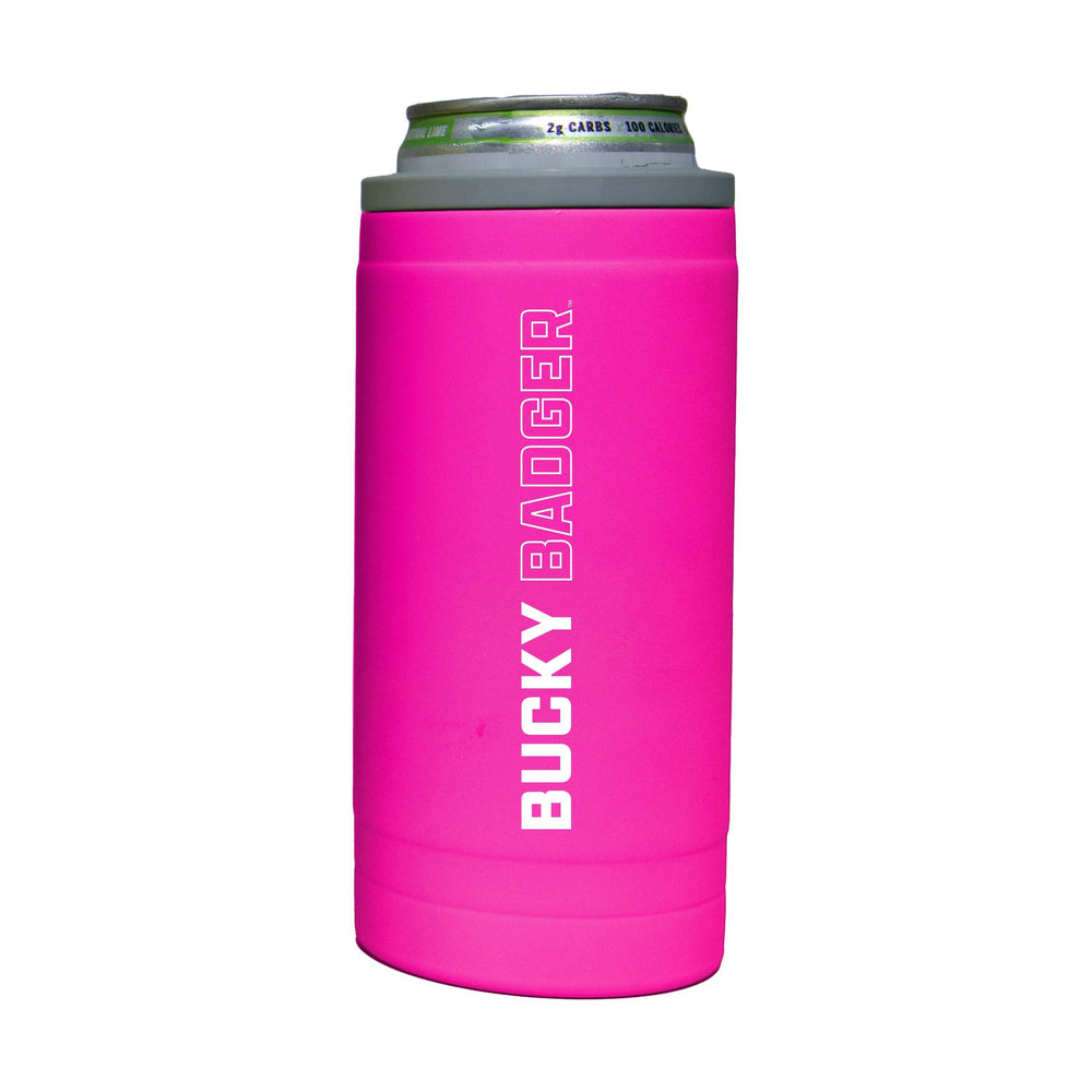 Wisconsin 12oz Electric Stacked Soft Touch Slim Coolie - Logo Brands - Flyclothing LLC