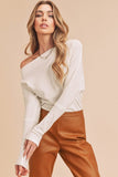 Aemi + Co One Shoulder Long Sleeve Knit Top - Trendsi