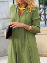 Full Size Solid Color Maxi Shirt Dress Plus Size - Trendsi - Flyclothing LLC