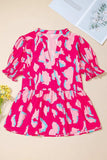 Peplum Printed Notched Short Sleeve Blouse - Trendsi - Flyclothing LLC