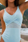 Drawstring Ruched V-Neck One-Piece Swimwear - Trendsi - Flyclothing LLC