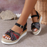 Open Toe Platform Wedge Sandals - Trendsi