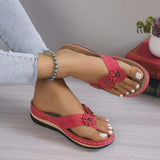 Flower Toe Post PU Leather Sandals - Trendsi - Flyclothing LLC