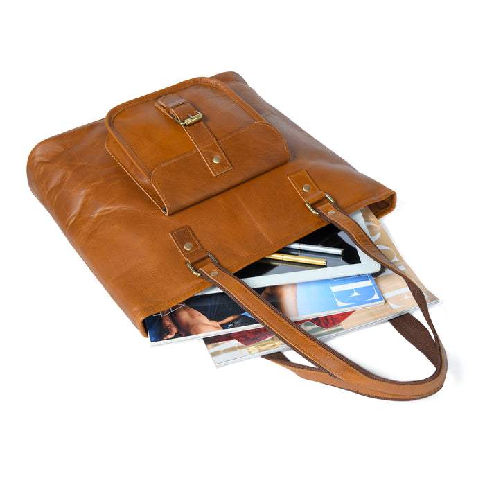 Classic Chic Genuine Leather Tote - Classy Leather Bags - Flyclothing LLC