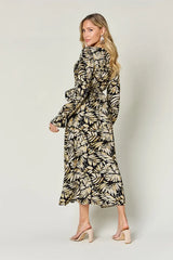 Double Take Full Size Tie Back Flounce Sleeve Dress - Trendsi - Flyclothing LLC