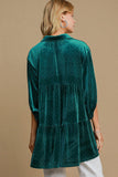 Umgee Full Size Polka Dot Collared Neck Button Up Shirt - Trendsi