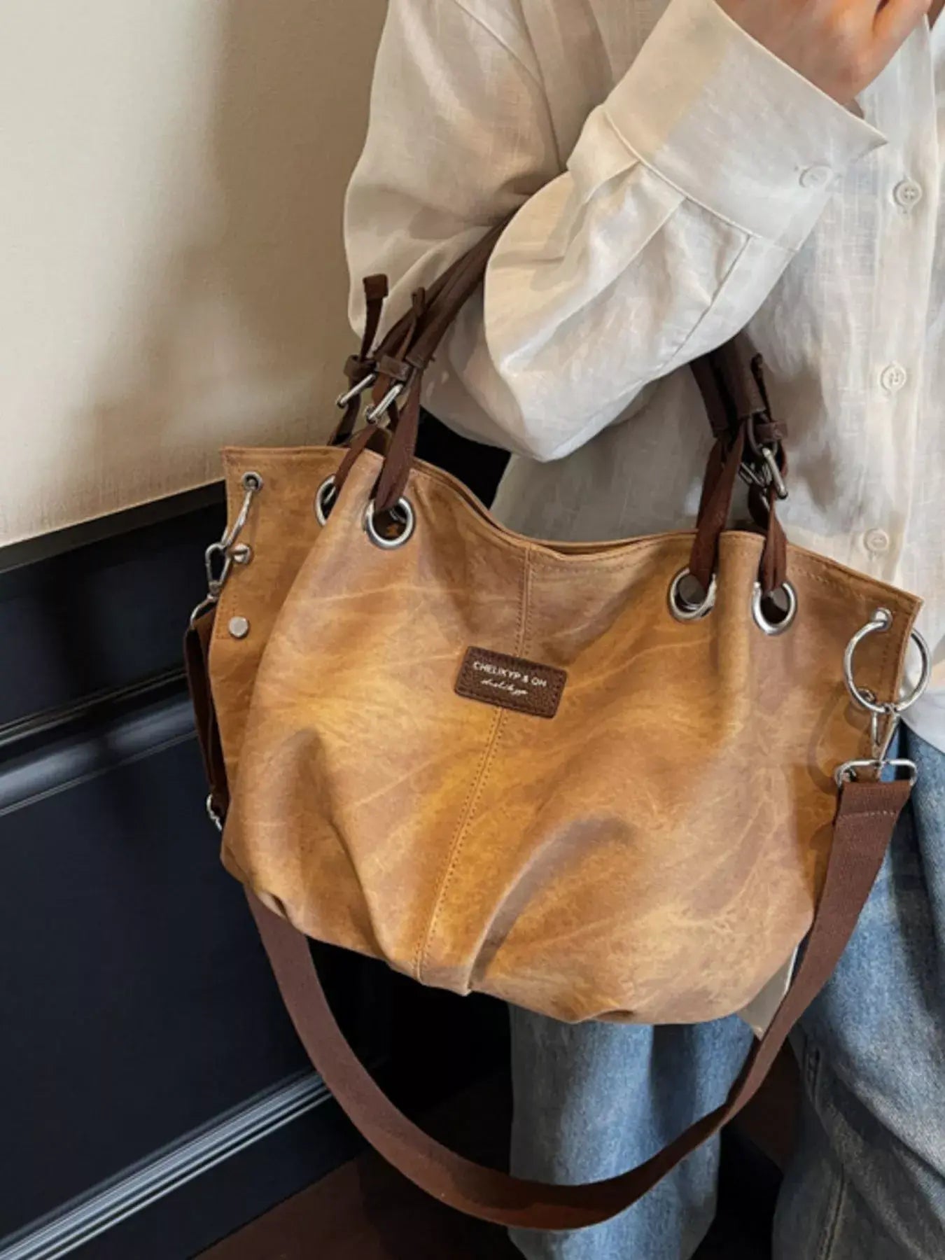 Vintage Adjustable Strap Crossbody Bag - Trendsi - Flyclothing LLC