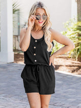 Scoop Neck Wide Strap Romper with Pockets - Trendsi - Flyclothing LLC