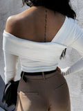 Asymmetrical Single Shoulder Long Sleeve T-Shirt - Trendsi - Flyclothing LLC