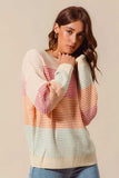 SO ME Multi Color Block Long Sleeve Sweater - Trendsi - Flyclothing LLC