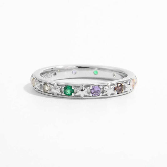 925 Sterling Silver Inlaid Zircon Ring - Trendsi - Flyclothing LLC