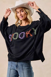 BiBi Spook Plaid Letter Print Oversized Sweatshirt - Trendsi - Flyclothing LLC