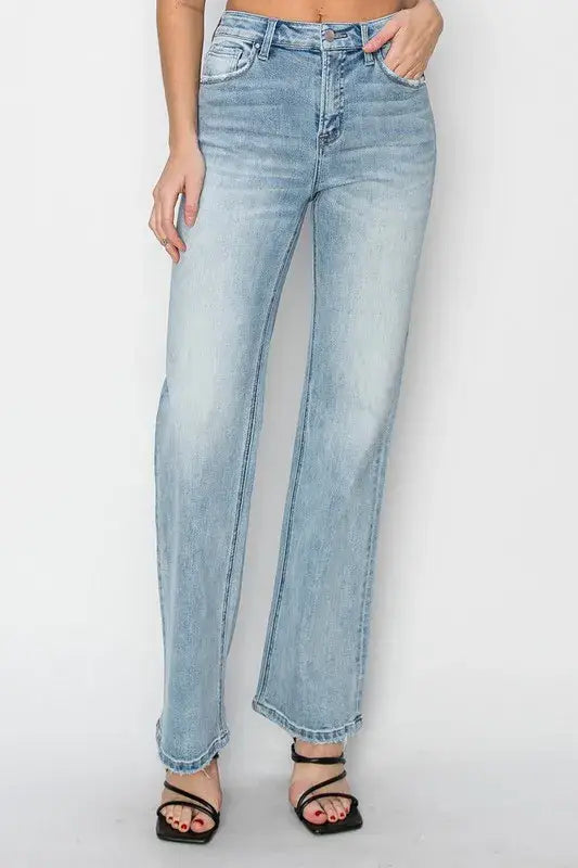 RISEN Full Size High Rise Straight Jeans Plus Size - Trendsi - Flyclothing LLC