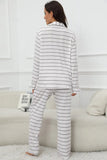 Striped V-Neck Long Sleeve Top and Pants Lounge Set - Trendsi