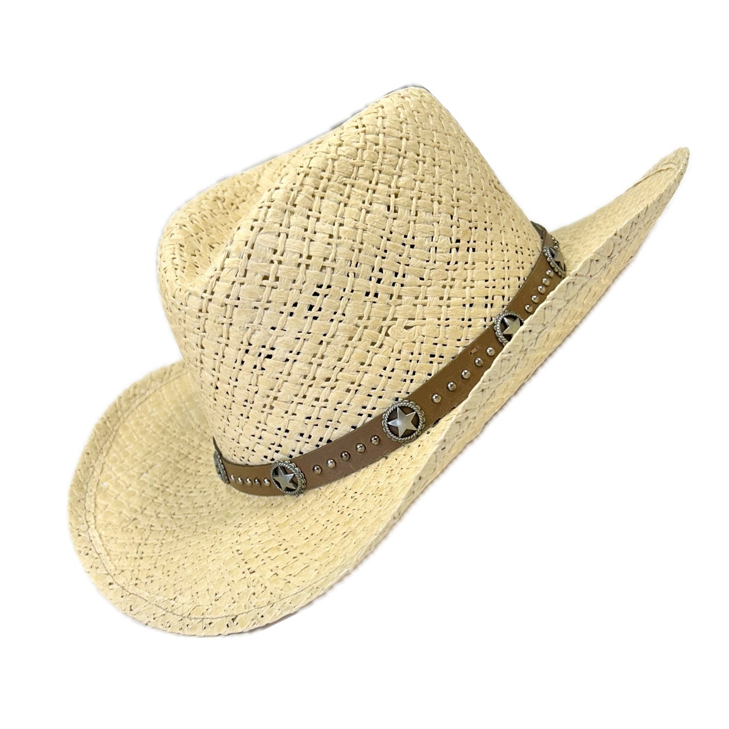 Rockmount Ranch Wear Straw Cowboy Hat with Brown with Stars & Studs - Rockmount Clothing - Flyclothing LLC