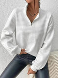 Collared Neck Long Sleeve Sweatshirt - Trendsi