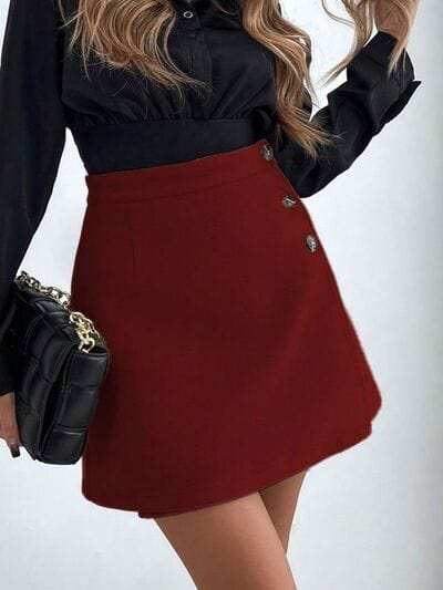 Buttoned Mini Skirt - Trendsi - Flyclothing LLC