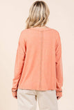 Mittoshop Mineral Wash Star Patch Long Sleeve T-Shirt - Trendsi - Flyclothing LLC