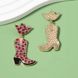 Rhinestone Cowboy Boot Dangle Earrings - Trendsi - Flyclothing LLC