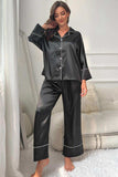 Contrast Piping Button-Up Top and Pants Pajama Set - Trendsi - Flyclothing LLC