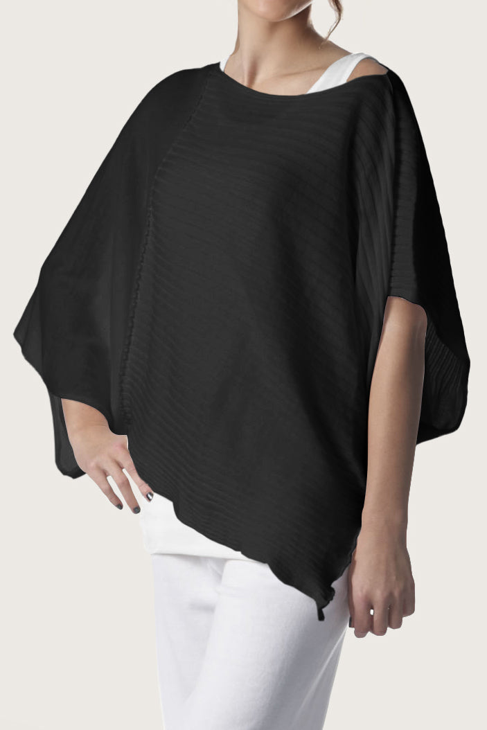 Pima Cotton Butterfly Boatneck Sweater - Black - PLANET by Lauren G - Flyclothing LLC