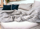 Gray Faux Fur Ombre Plush Throw - Homeroots