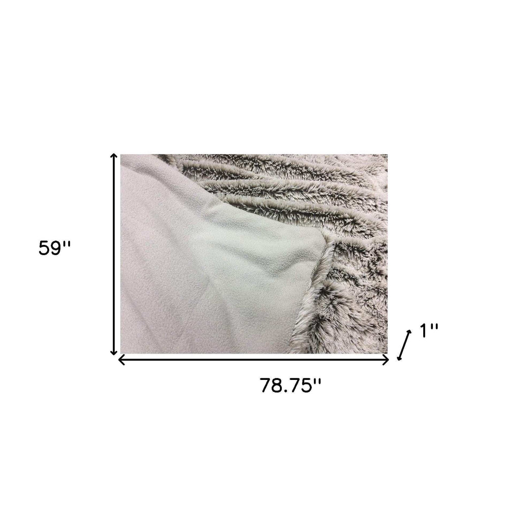 Gray Faux Fur Ombre Plush Throw - Homeroots - Flyclothing LLC