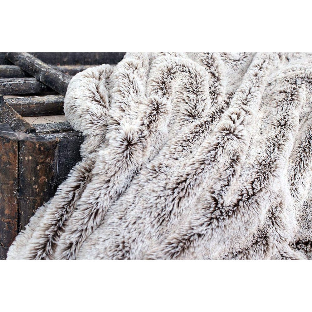 Gray Faux Fur Ombre Plush Throw - Homeroots - Flyclothing LLC