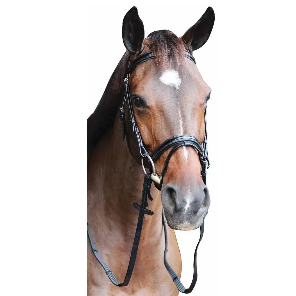 Henri de Rivel Pro Piaffe Mono Crown Bridle with Flash Noseband with Patent Leather - Breeches.com - Flyclothing LLC