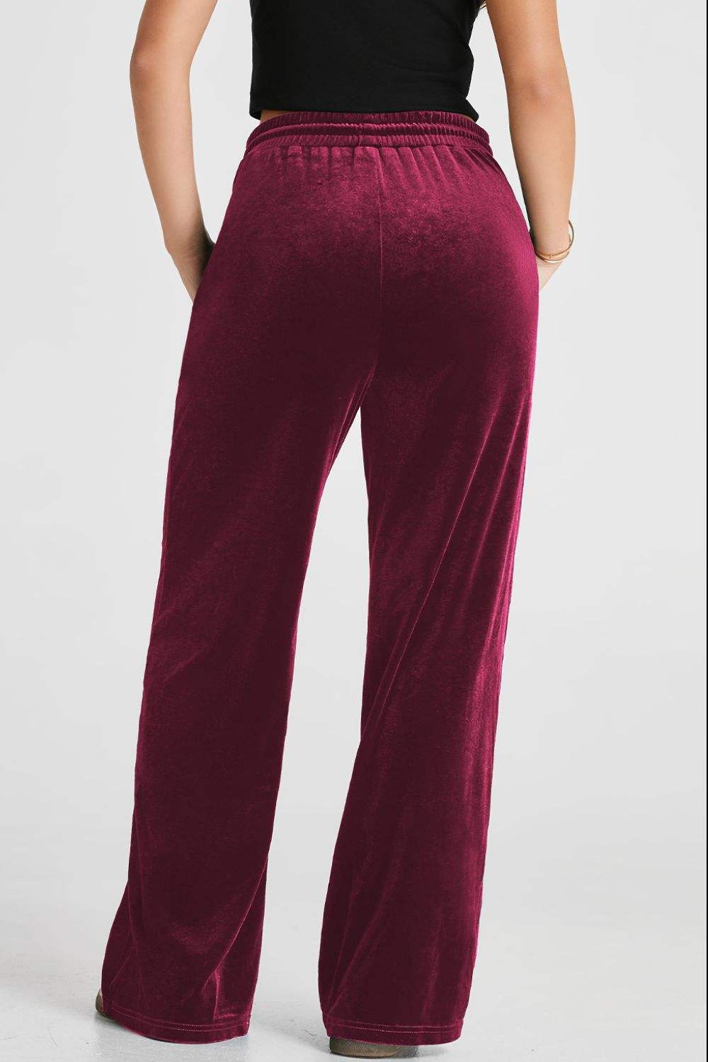 Drawstring Waist Wide Leg Active Pants - Trendsi - Flyclothing LLC