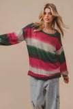 BiBi Striped Gradation Print Knit Top - Trendsi - Flyclothing LLC