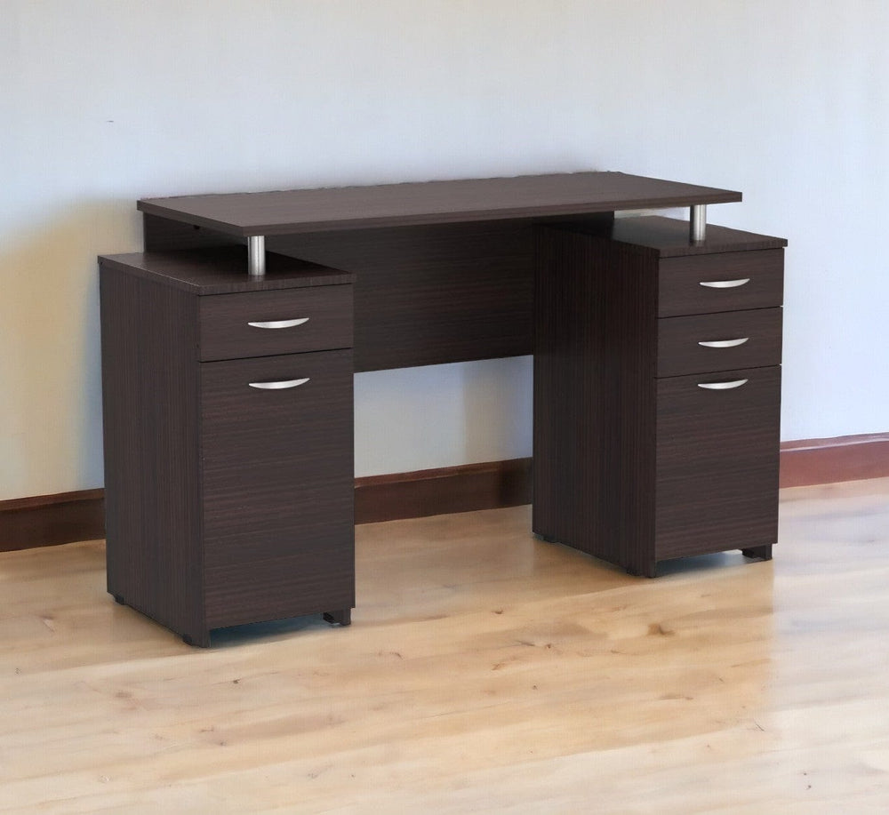43" Espresso Computer Desk With Four Drawers - Homeroots