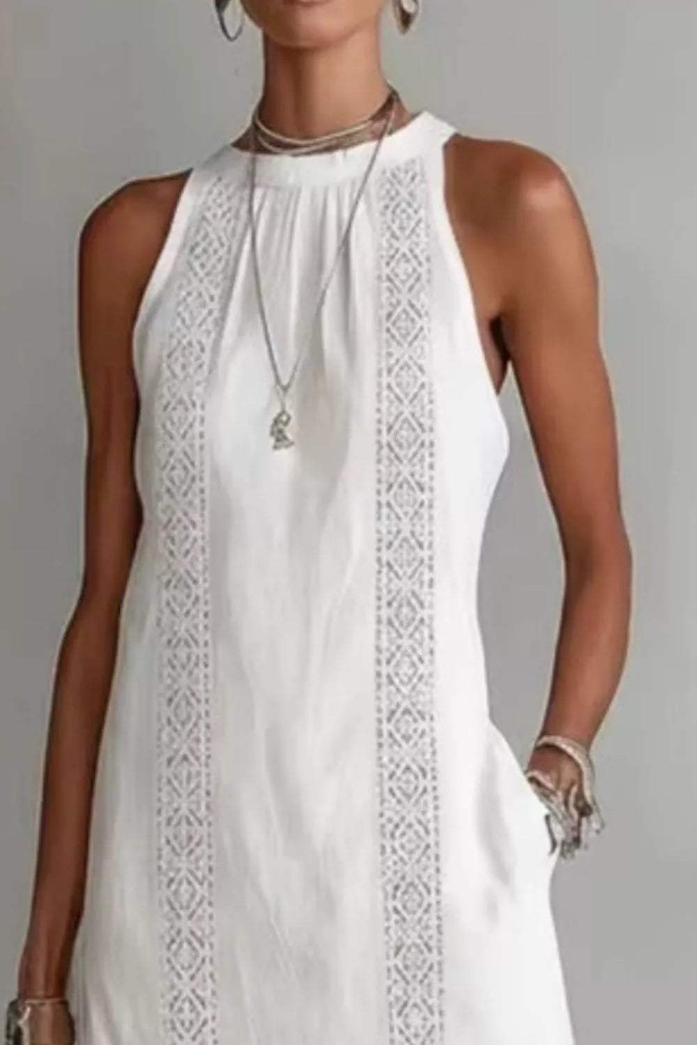 Sleeveless Side Slit Dress with Pockets - Trendsi - Flyclothing LLC