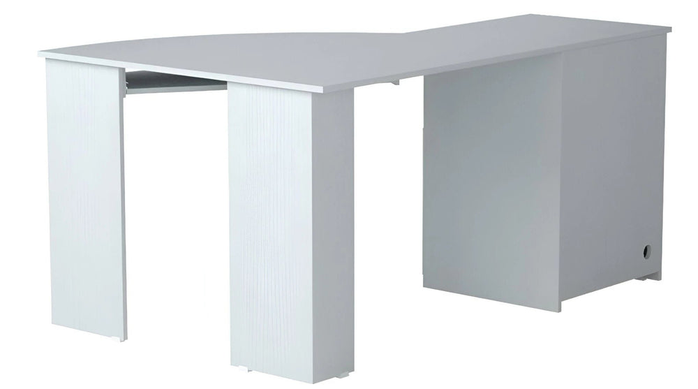 59" White Corner Computer Desk With Two Drawers - Homeroots - Flyclothing LLC